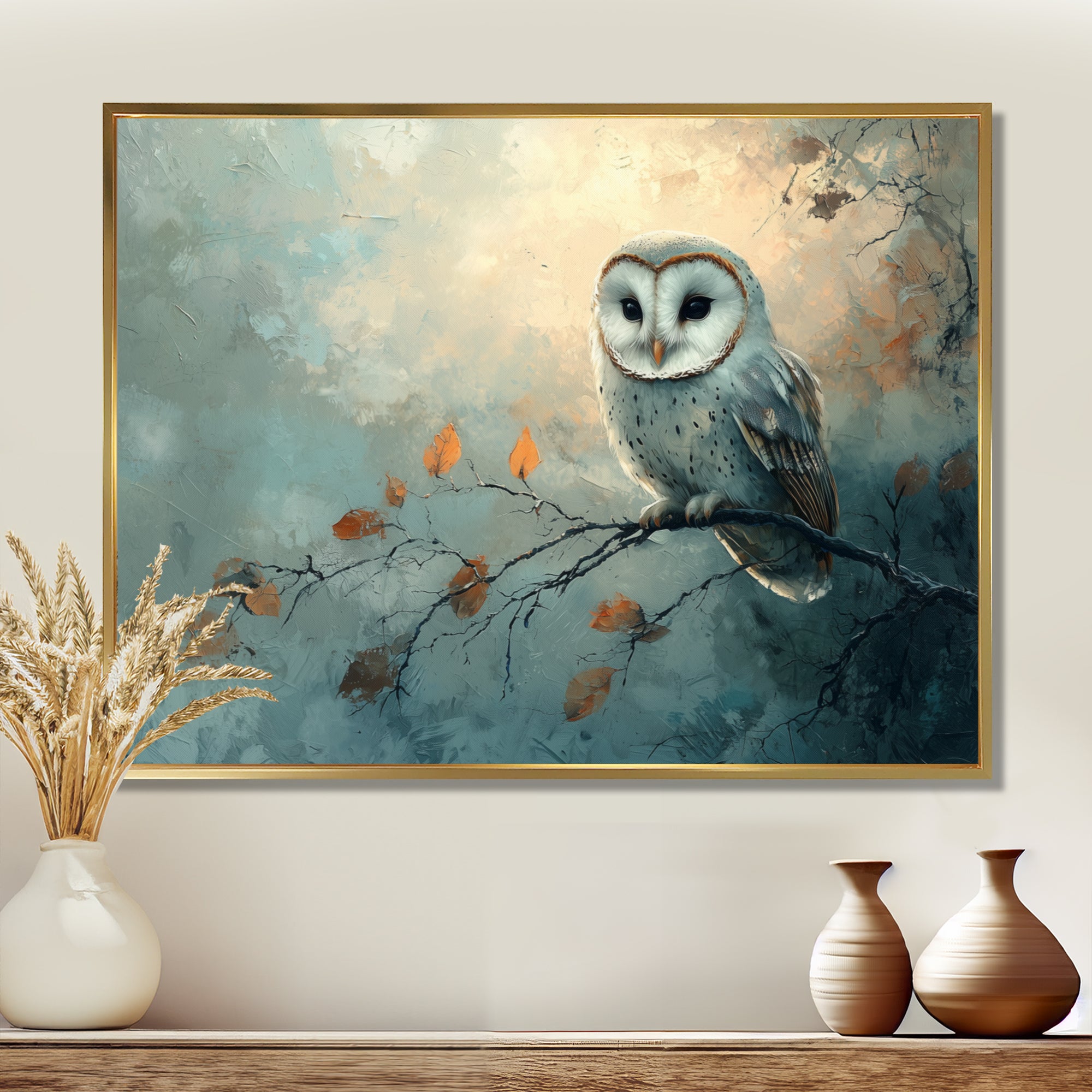 Gentle Owl At Night - Owl Canvas Wall Art