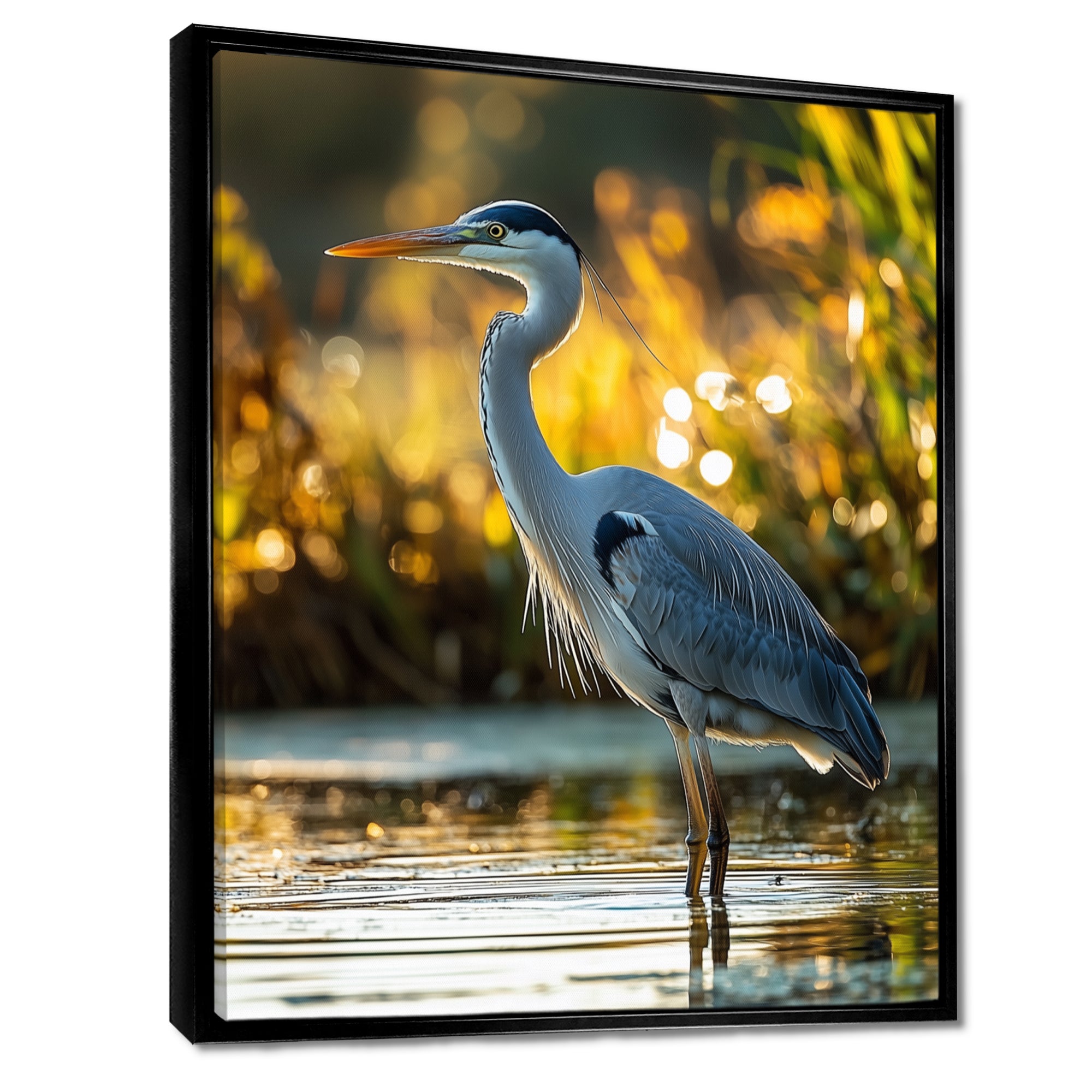 Photo Of Heron At The Farm Lake - Grey Heron Wall Art