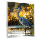 Photo Of Heron At The Farm Lake - Grey Heron Wall Art