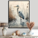 Relaxing Heron In The Marsh - Heron Living Room Wall Art