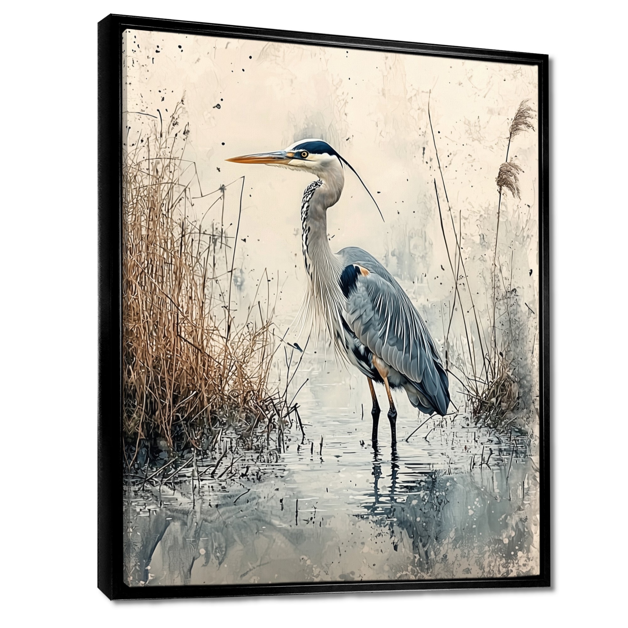 Relaxing Heron In The Marsh - Heron Living Room Wall Art
