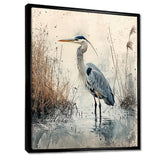 Relaxing Heron In The Marsh - Heron Living Room Wall Art