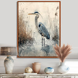 Relaxing Heron In The Marsh - Heron Living Room Wall Art
