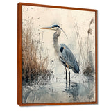 Relaxing Heron In The Marsh - Heron Living Room Wall Art
