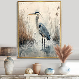 Relaxing Heron In The Marsh - Heron Living Room Wall Art