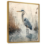 Relaxing Heron In The Marsh - Heron Living Room Wall Art