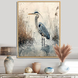 Relaxing Heron In The Marsh - Heron Living Room Wall Art