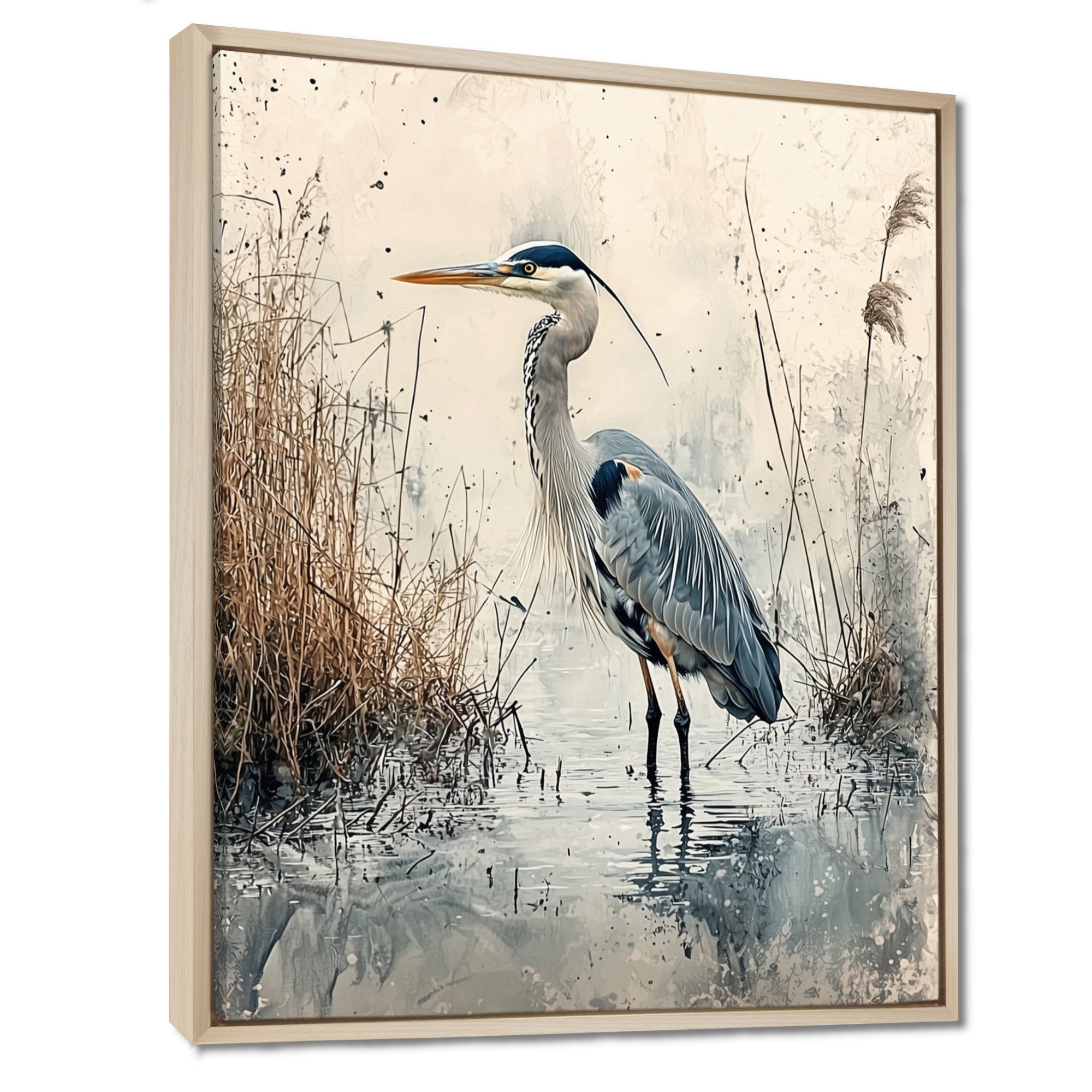 Relaxing Heron In The Marsh - Heron Living Room Wall Art
