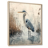 Relaxing Heron In The Marsh - Heron Living Room Wall Art