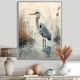 Relaxing Heron In The Marsh - Heron Living Room Wall Art