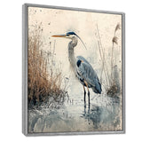 Relaxing Heron In The Marsh - Heron Living Room Wall Art