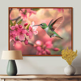 Hummingbird And Blossoms - Bird Canvas Wall Art