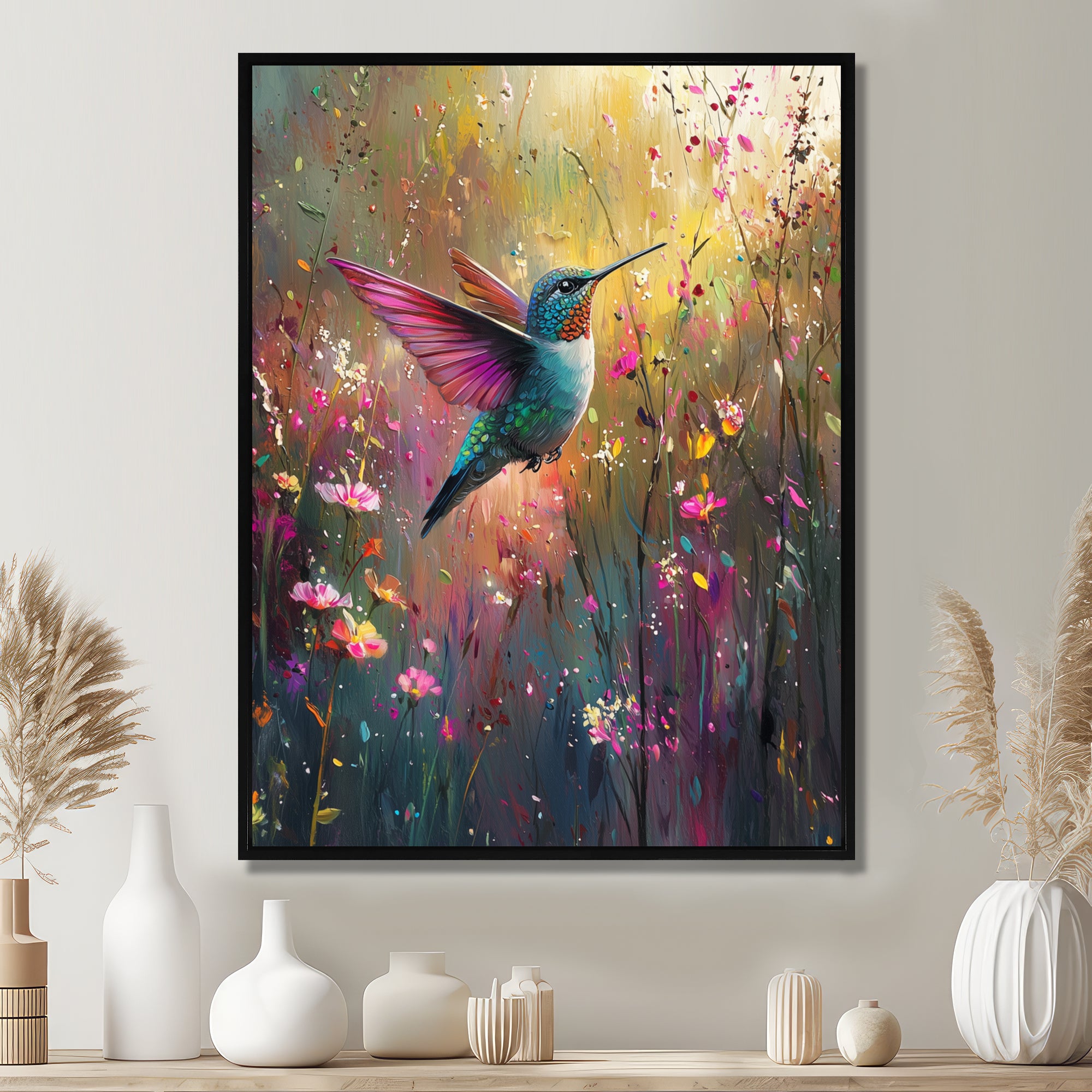 Hummingbird In The Spring Forest - Bird Wall Art Prints