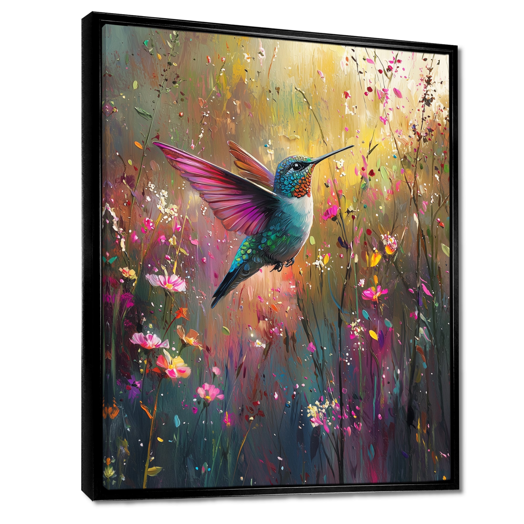 Hummingbird In The Spring Forest - Bird Wall Art Prints
