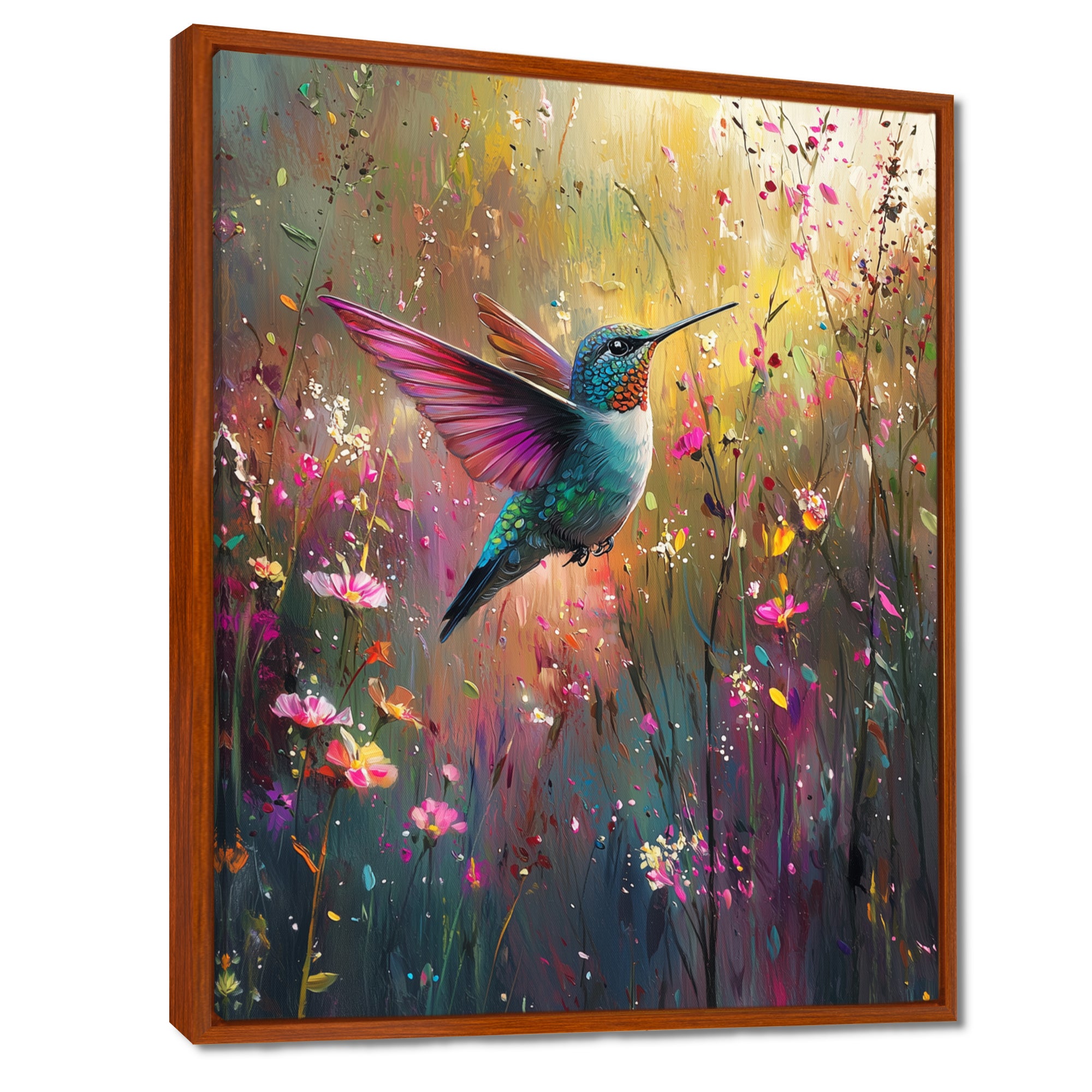 Hummingbird In The Spring Forest - Bird Wall Art Prints