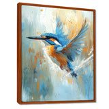 Blue Orange Kingfisher By The River Bird - Bird Living Room Wall Art