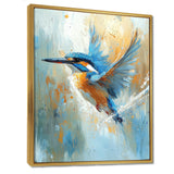 Blue Orange Kingfisher By The River Bird - Bird Living Room Wall Art