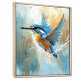 Blue Orange Kingfisher By The River Bird - Bird Living Room Wall Art