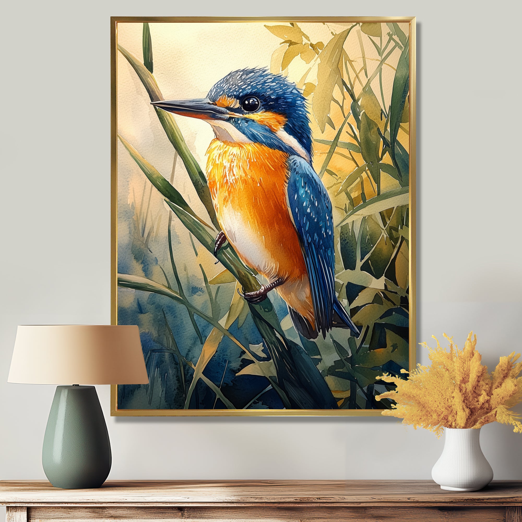 Kingfisher In The Reeds - Bird Bedroom Wall Art