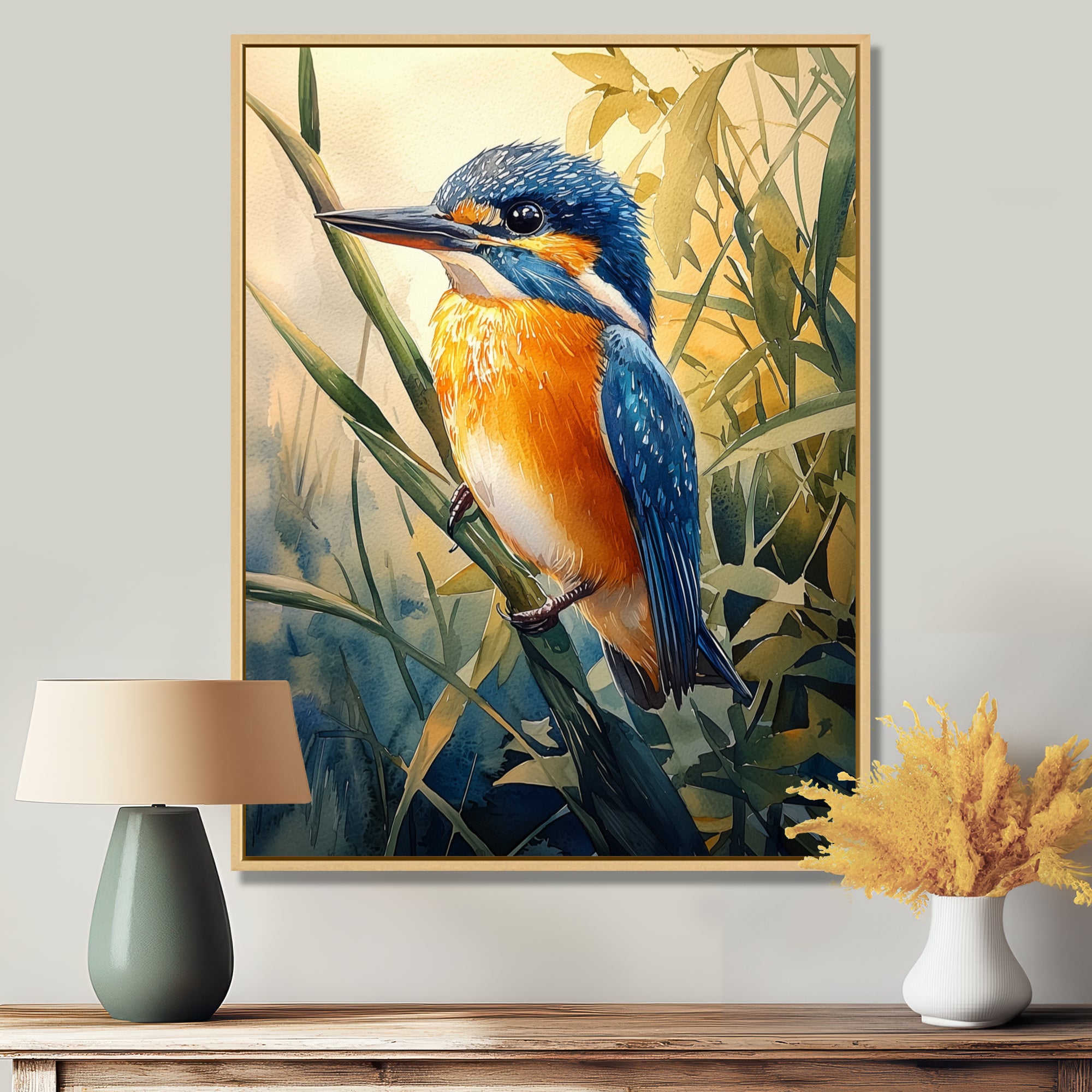 Kingfisher In The Reeds - Bird Bedroom Wall Art