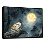 Mistic Owl In The Moonlight - Owl Framed Canvas Art
