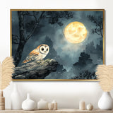 Mistic Owl In The Moonlight - Owl Framed Canvas Art