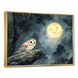 Mistic Owl In The Moonlight - Owl Framed Canvas Art