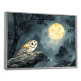 Mistic Owl In The Moonlight - Owl Framed Canvas Art