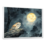 Mistic Owl In The Moonlight - Owl Framed Canvas Art