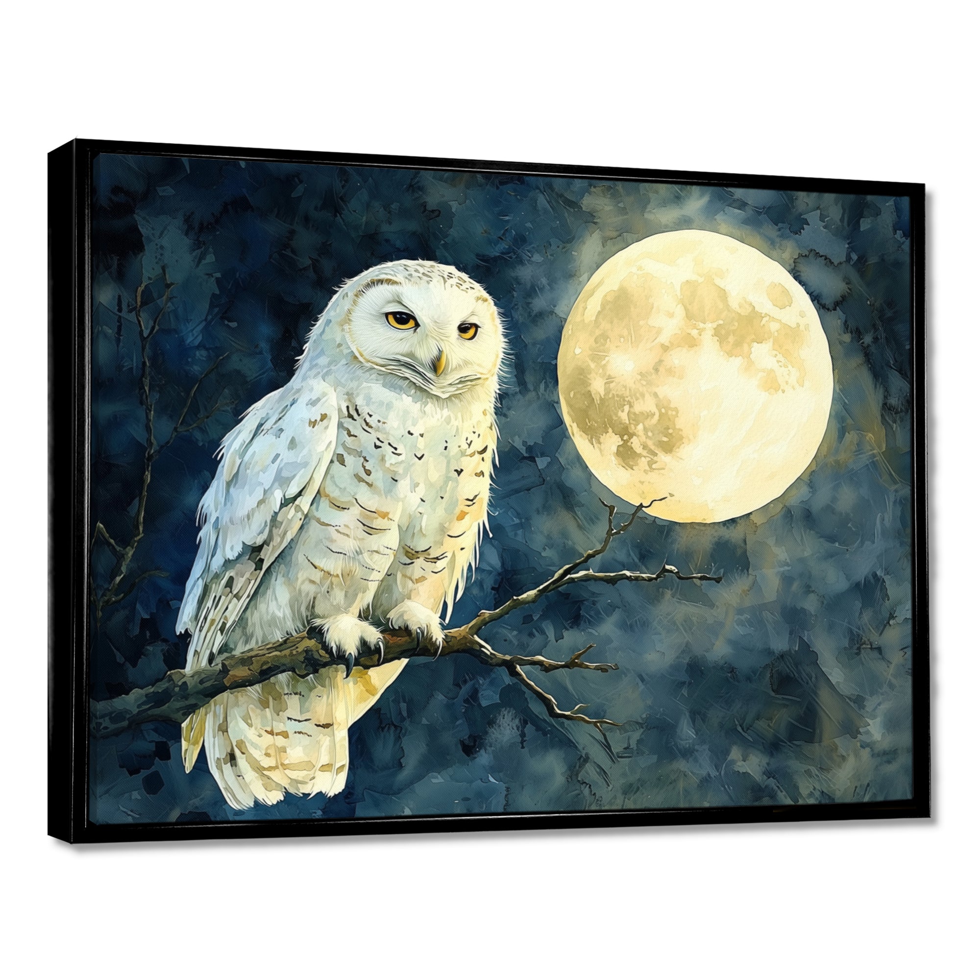 Tranquil Owl In The Moonlight - Owl Living Room Wall Art