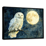Tranquil Owl In The Moonlight - Owl Living Room Wall Art