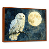 Tranquil Owl In The Moonlight - Owl Living Room Wall Art