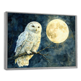 Tranquil Owl In The Moonlight - Owl Living Room Wall Art
