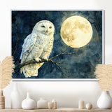 Tranquil Owl In The Moonlight - Owl Living Room Wall Art