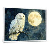 Tranquil Owl In The Moonlight - Owl Living Room Wall Art
