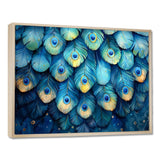 Peacock Feather Collage - Bird Framed Canvas Art
