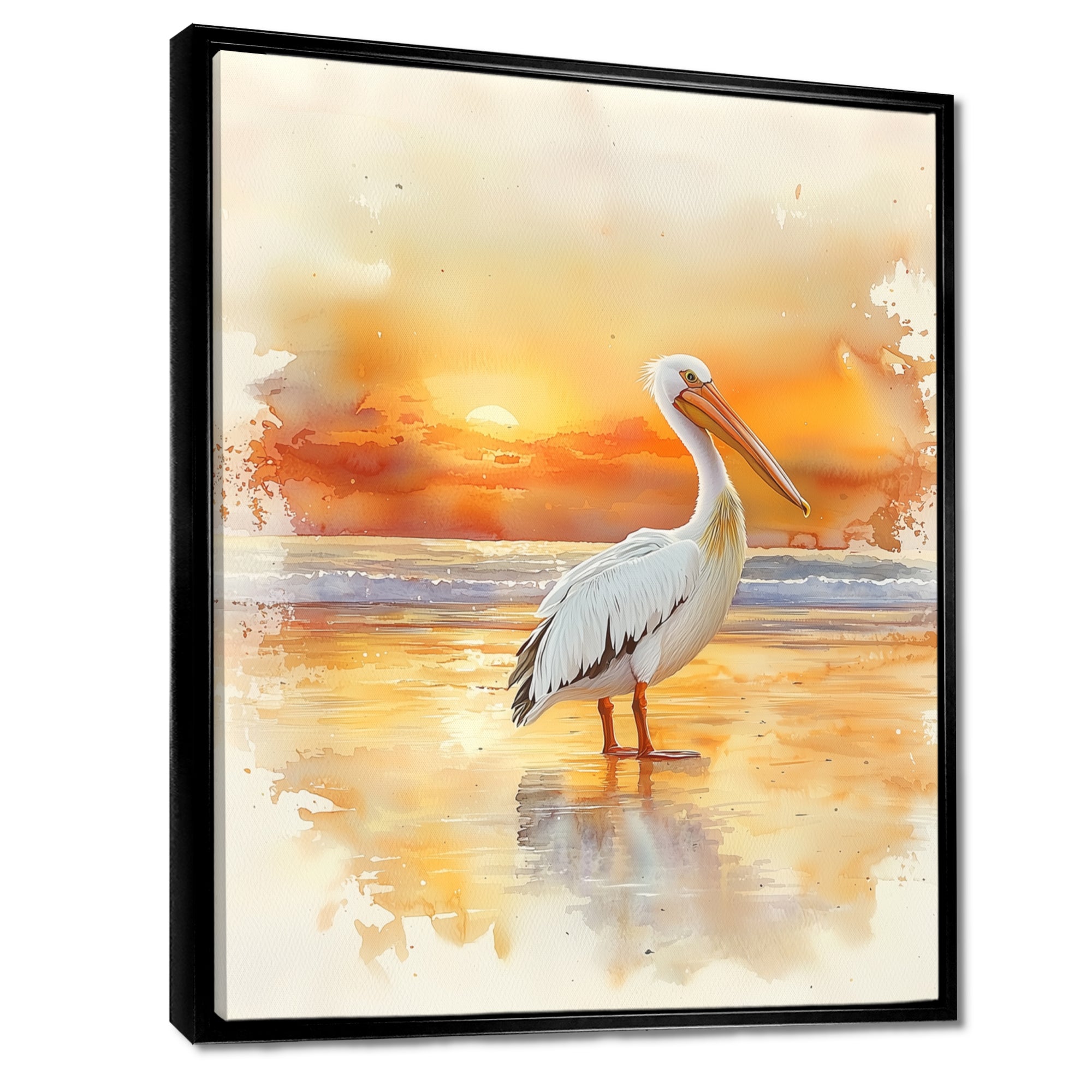 Pelican At Dusk - Heron Canvas Wall Art