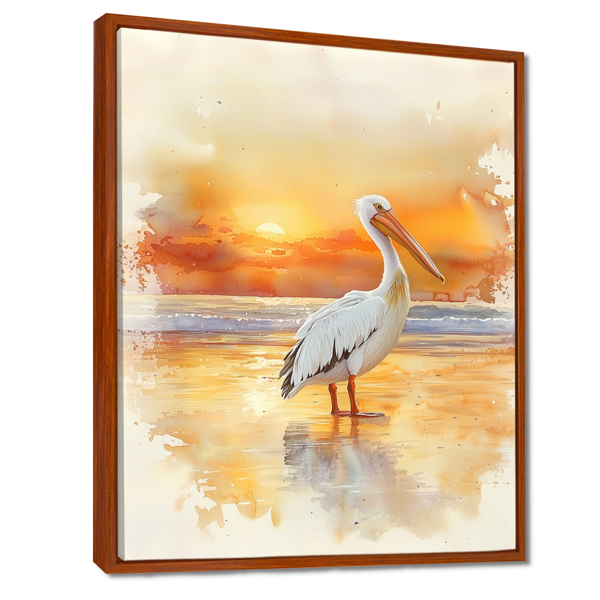 Pelican At Dusk - Heron Canvas Wall Art