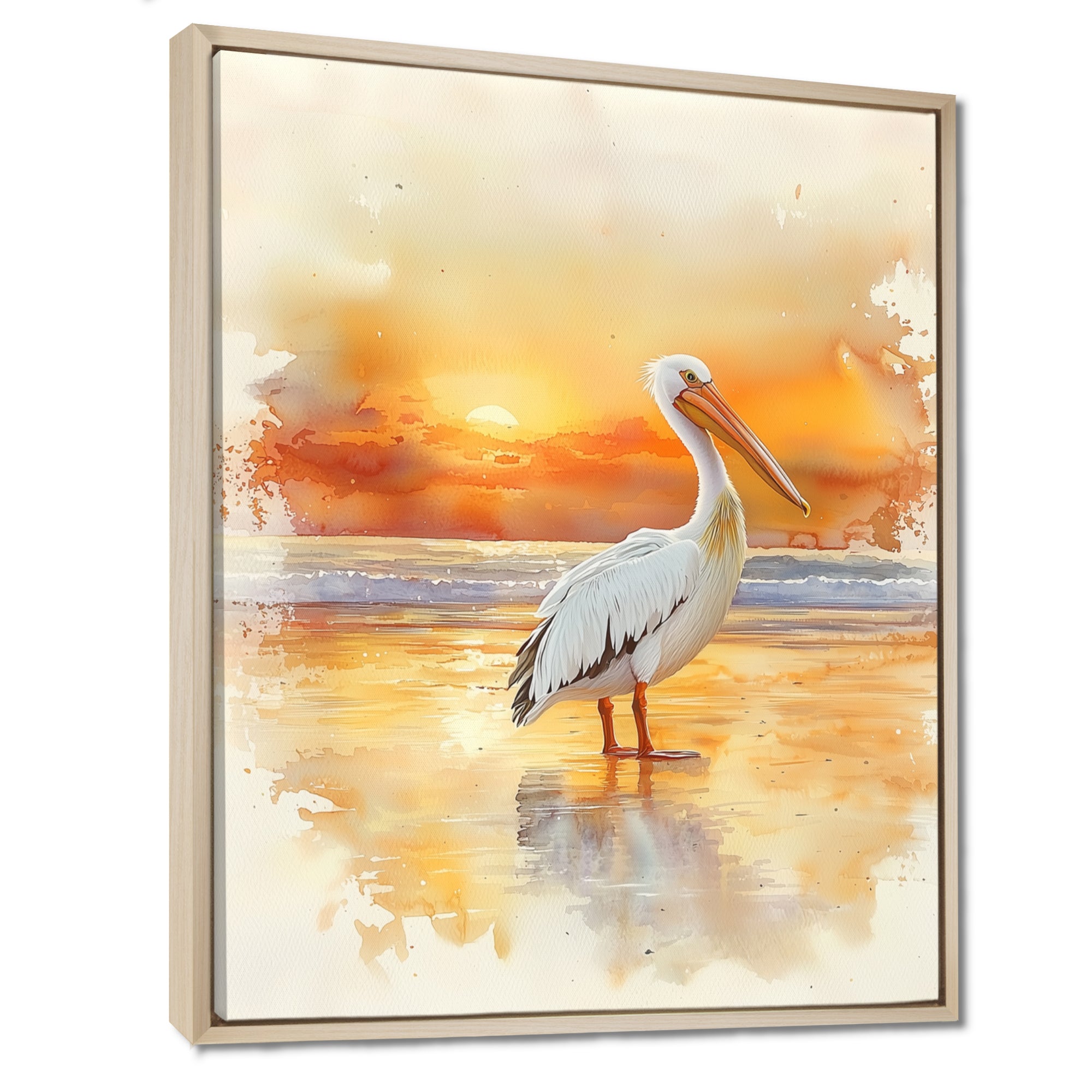 Pelican At Dusk - Heron Canvas Wall Art