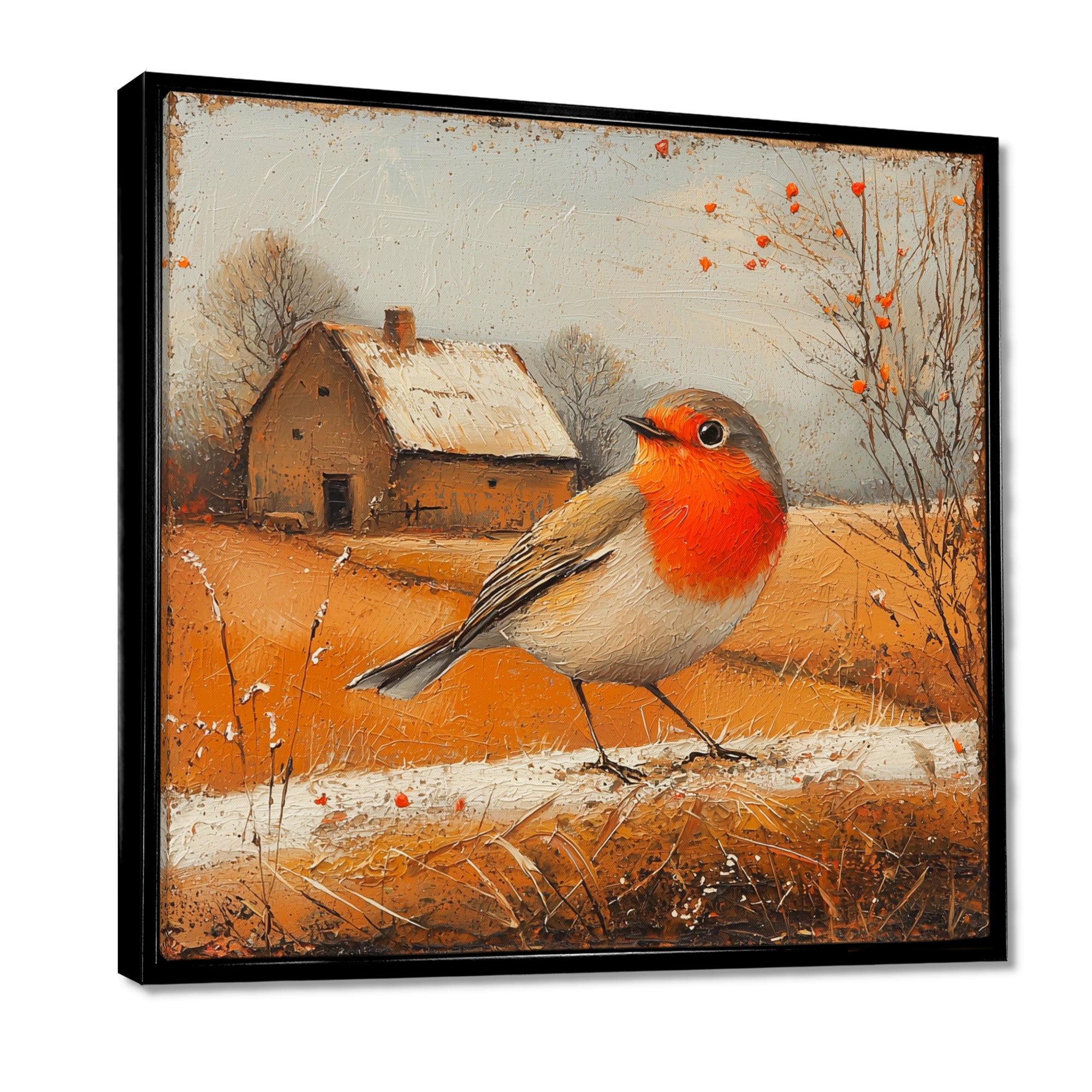 Robin Bird In The Farmyard - Bird Home Decor Art