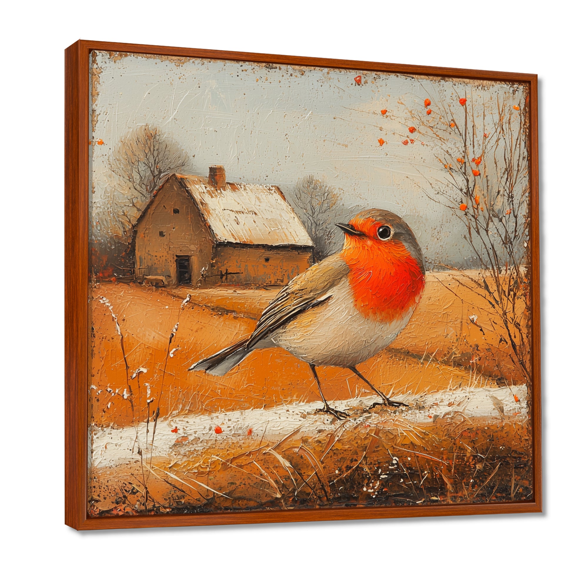 Robin Bird In The Farmyard - Bird Home Decor Art