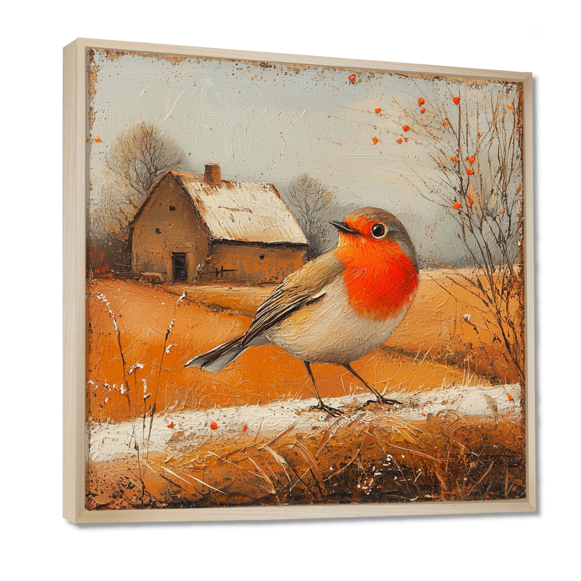 Robin Bird In The Farmyard - Bird Home Decor Art