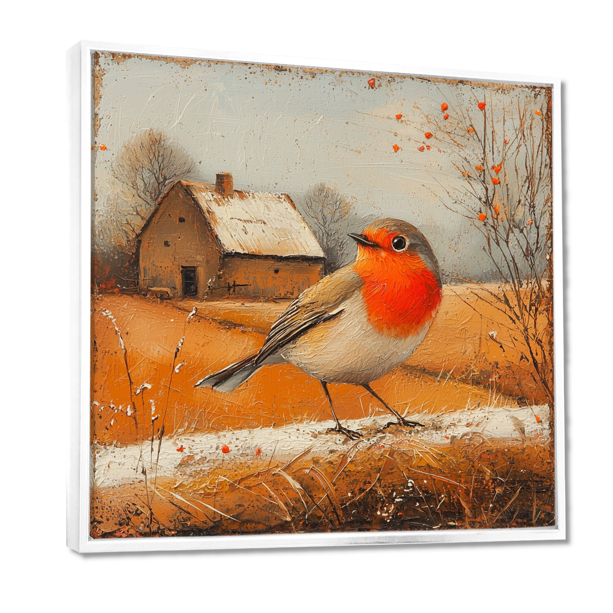 Robin Bird In The Farmyard - Bird Home Decor Art