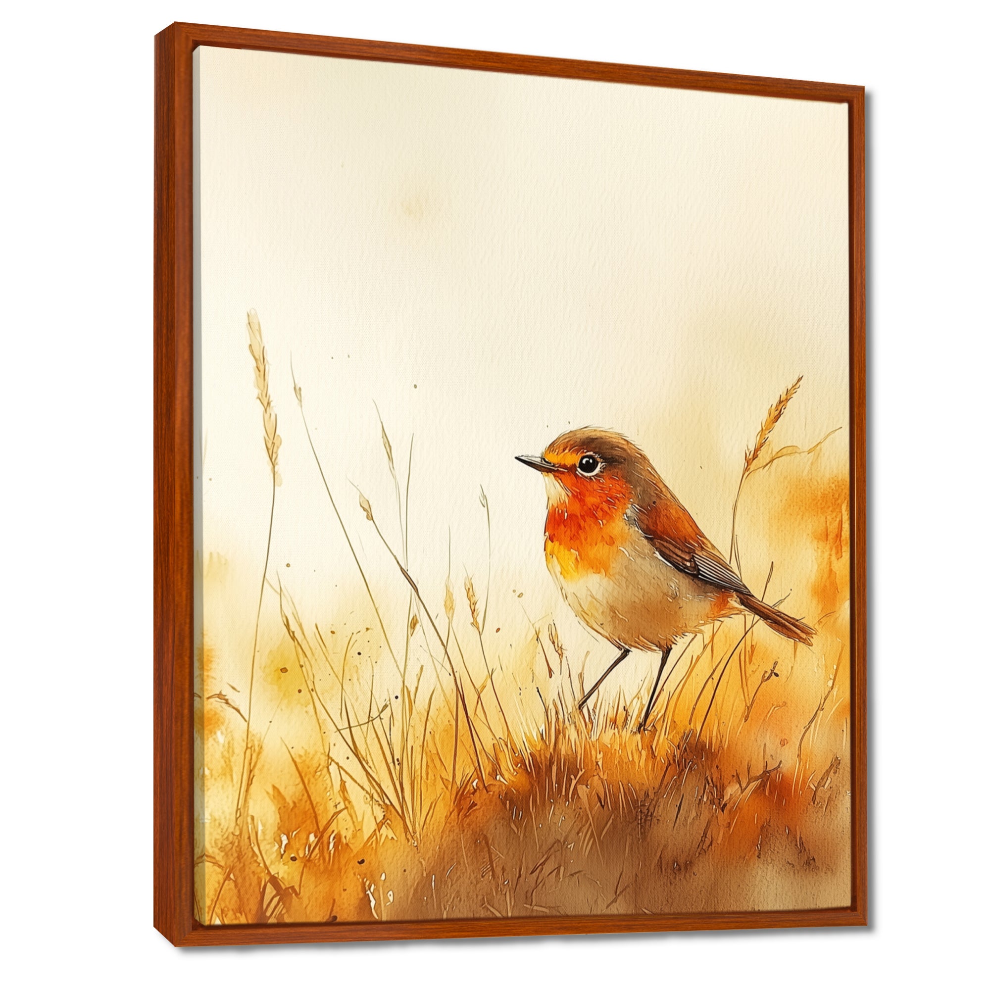 Robin Bird In The Meadow - Bird Bedroom Wall Art
