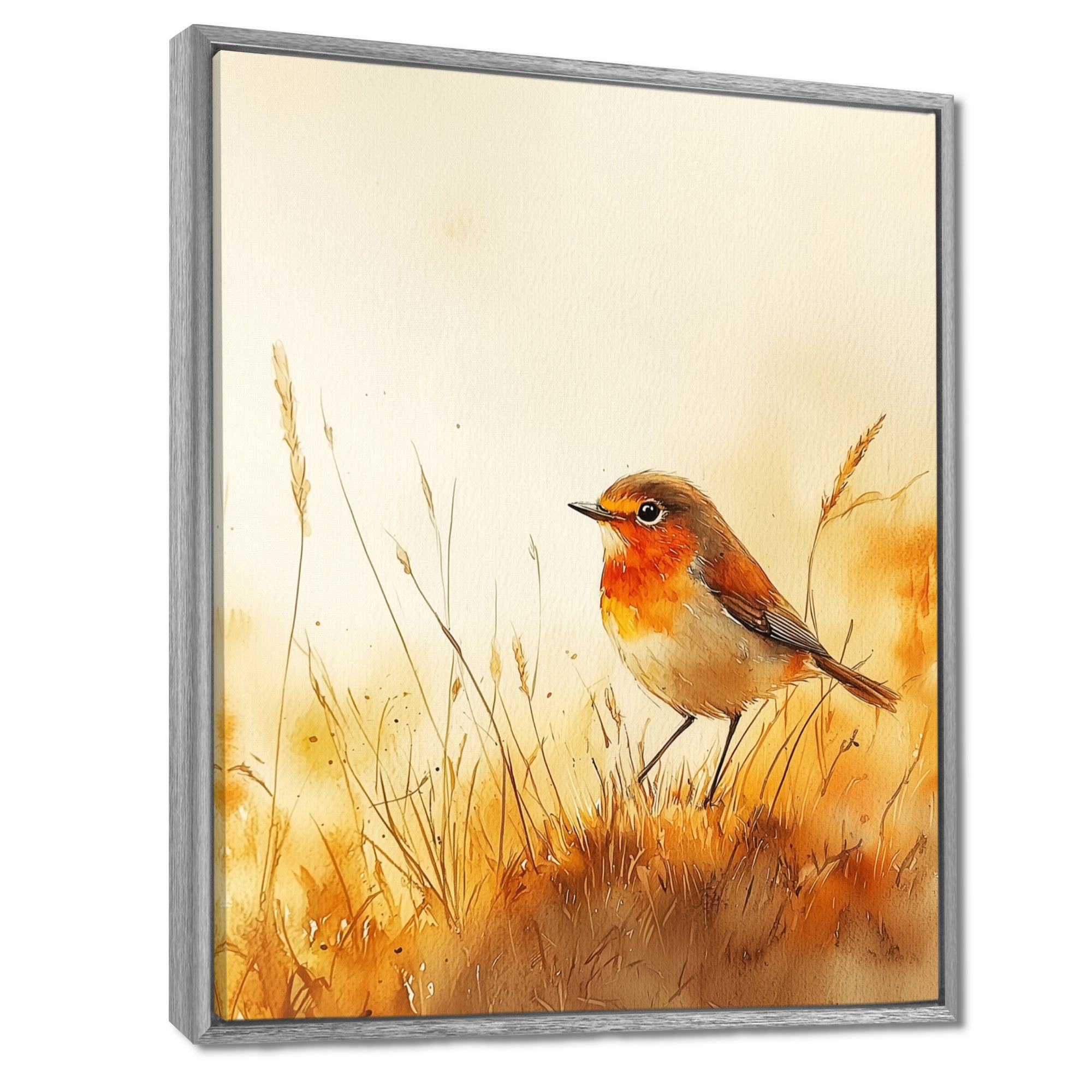 Robin Bird In The Meadow - Bird Bedroom Wall Art