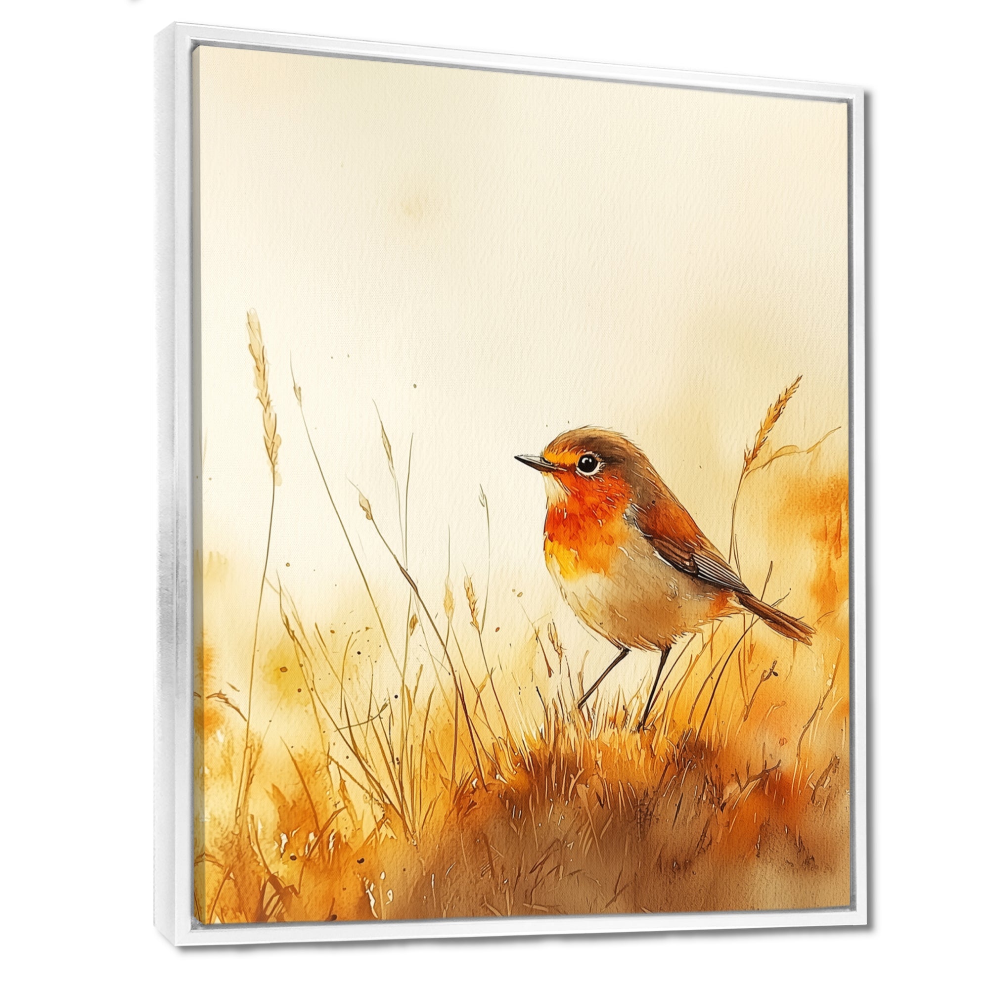 Robin Bird In The Meadow - Bird Bedroom Wall Art