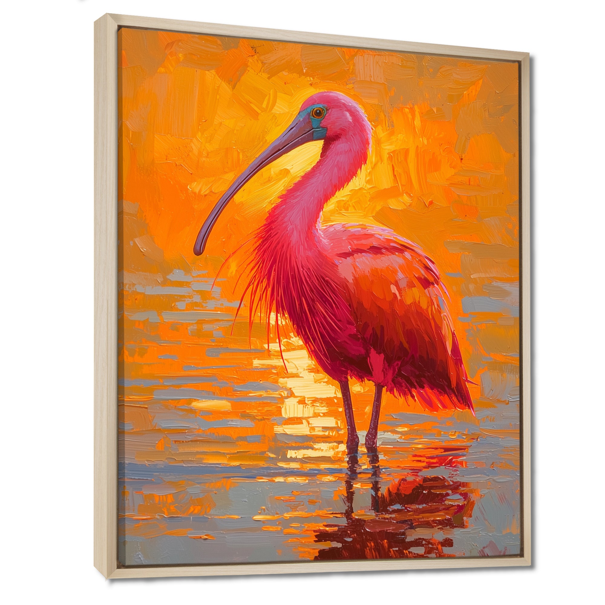 Scarlet Ibis Bird In The Lake - Bird Bedroom Wall Art