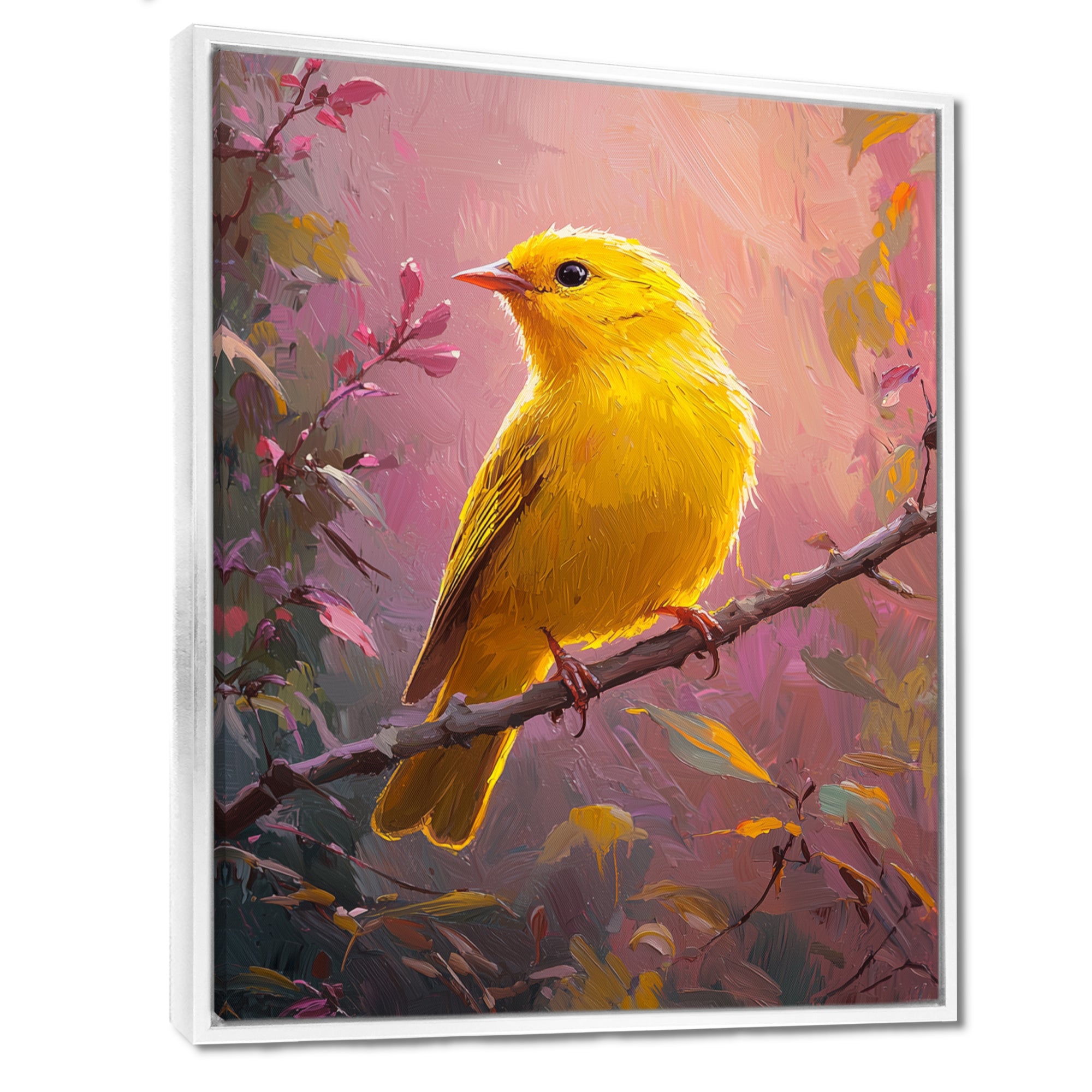 Songbird In The Forest Clearing - Yellow Bird Wall Art