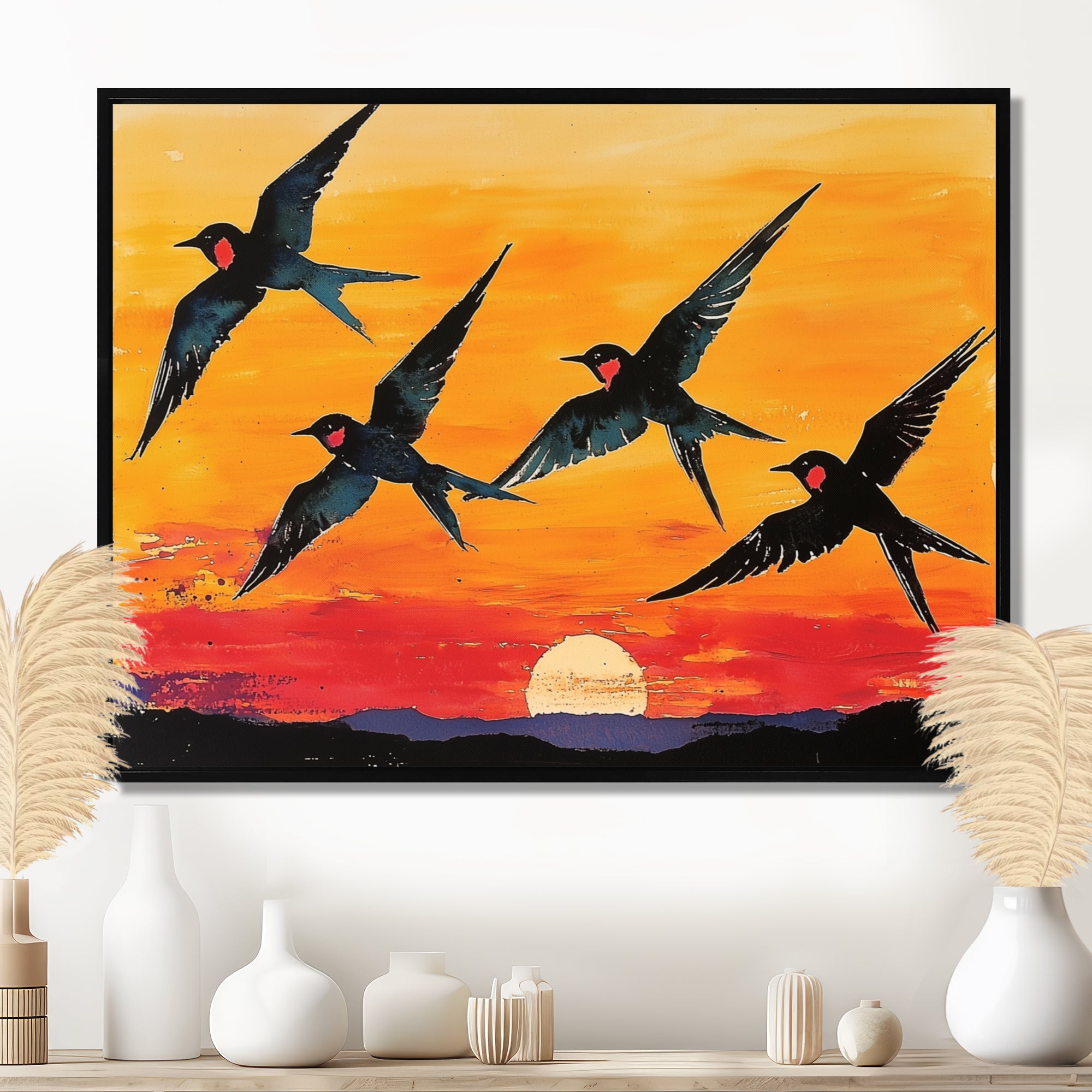 Swallows At Sunset - Bird Wall Decor