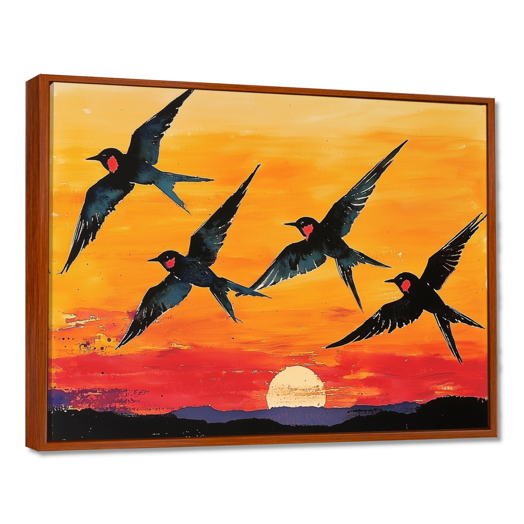 Swallows At Sunset - Bird Wall Decor